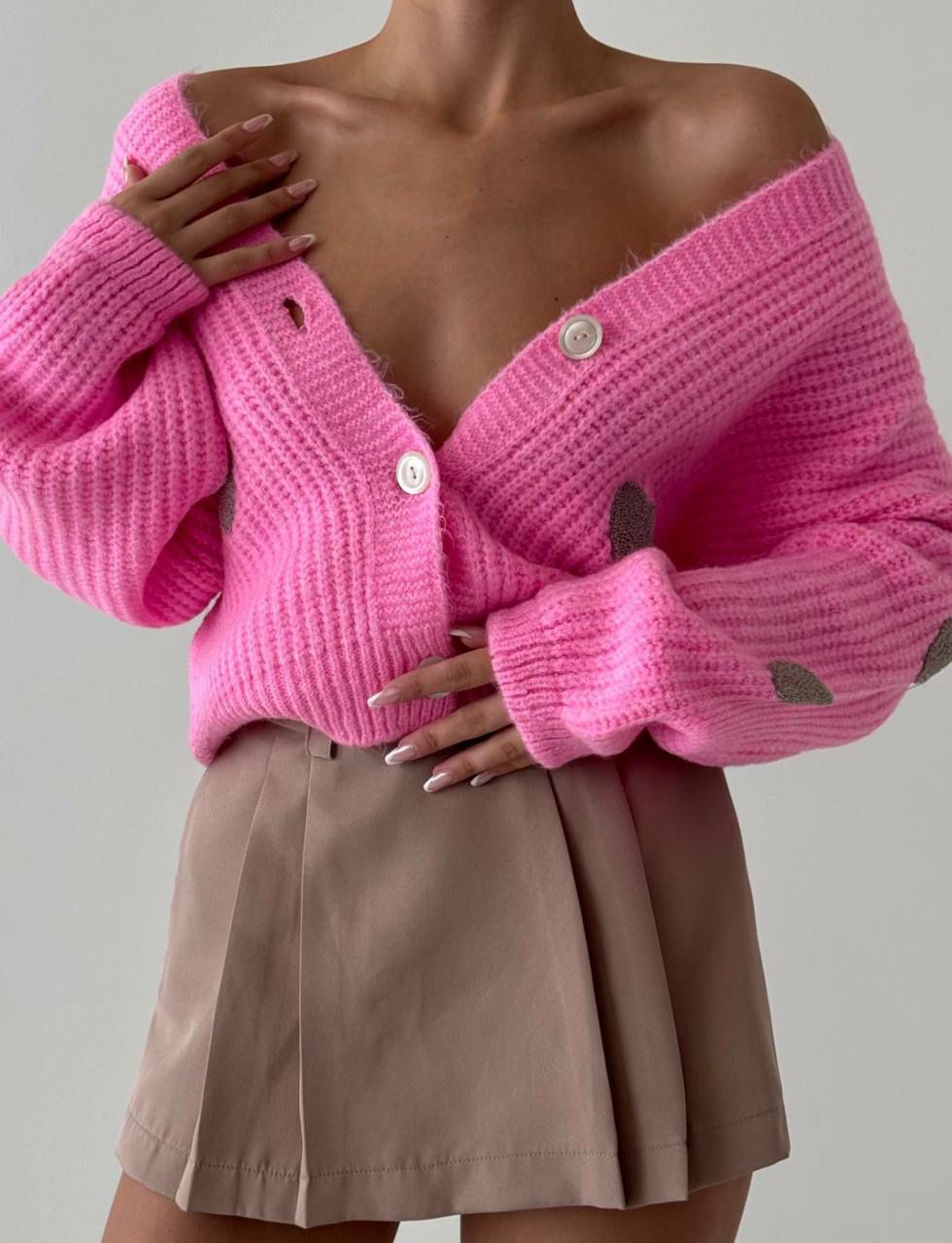 Heart Shaped Cardigan - Pink