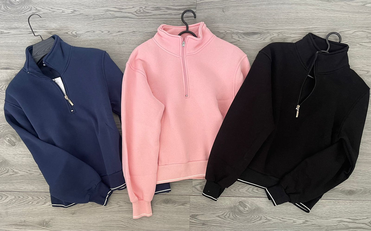 Fleeced Sweatshirts - Polo Neck