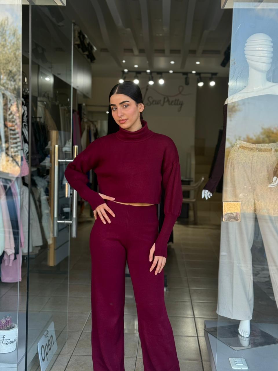 Burgundy Crop Wool Set