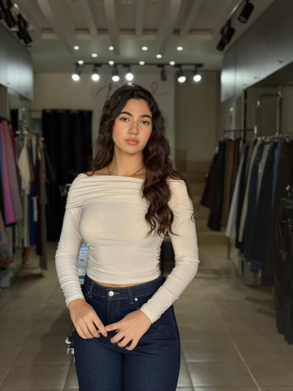 Off-Shoulder Long Sleeve Tops