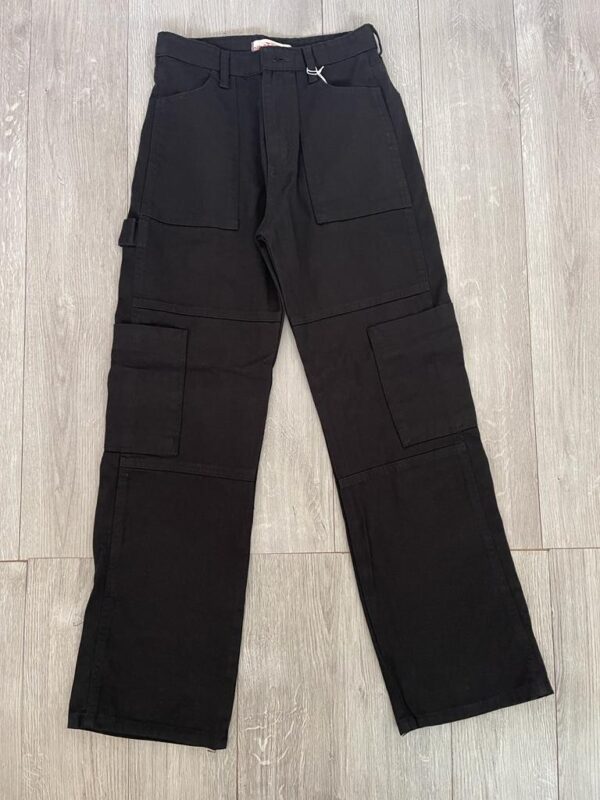 Wide Leg Cargo Jeans – Black