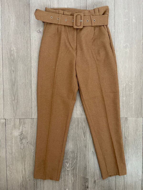 High Waist Winter Pant With Belt – Camel