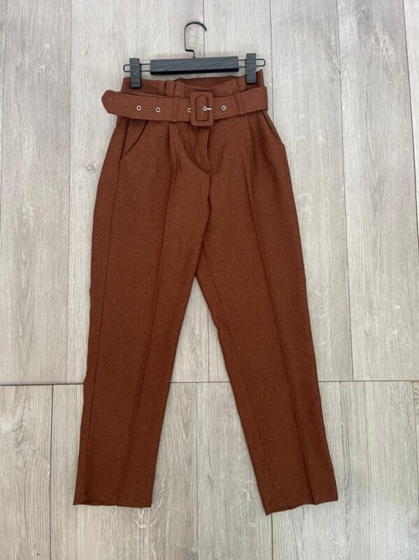 High Waist Winter Pant With Belt – Brown