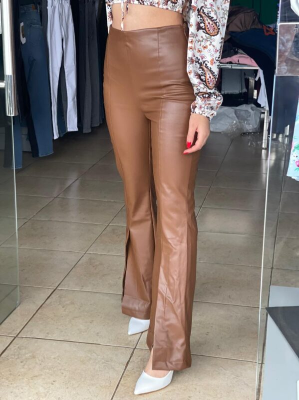 Flare Cut Leather Pant – Brown