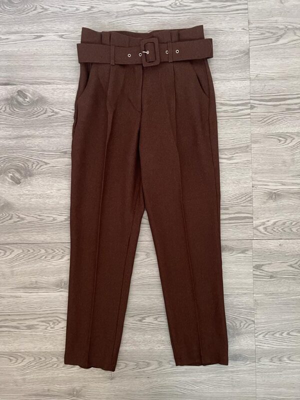 High Waist Winter Pant With Belt – Brown 2