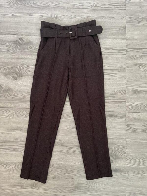 High Waist Winter Pant With Belt – Dark Grey