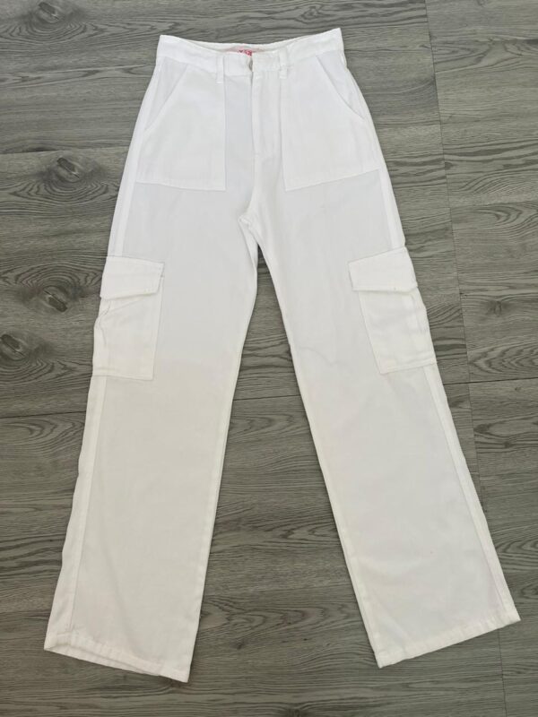 Wide Leg Cargo Jeans – White