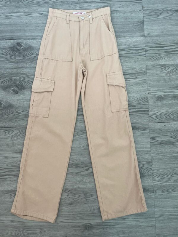 Wide Leg Cargo Jeans – Beige