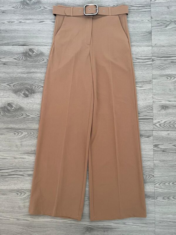 Straight Leg Pants With Belt – Camel