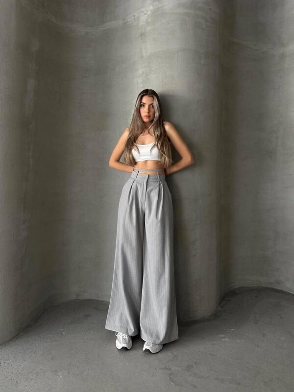 Stripped Very Wide Pants – Grey