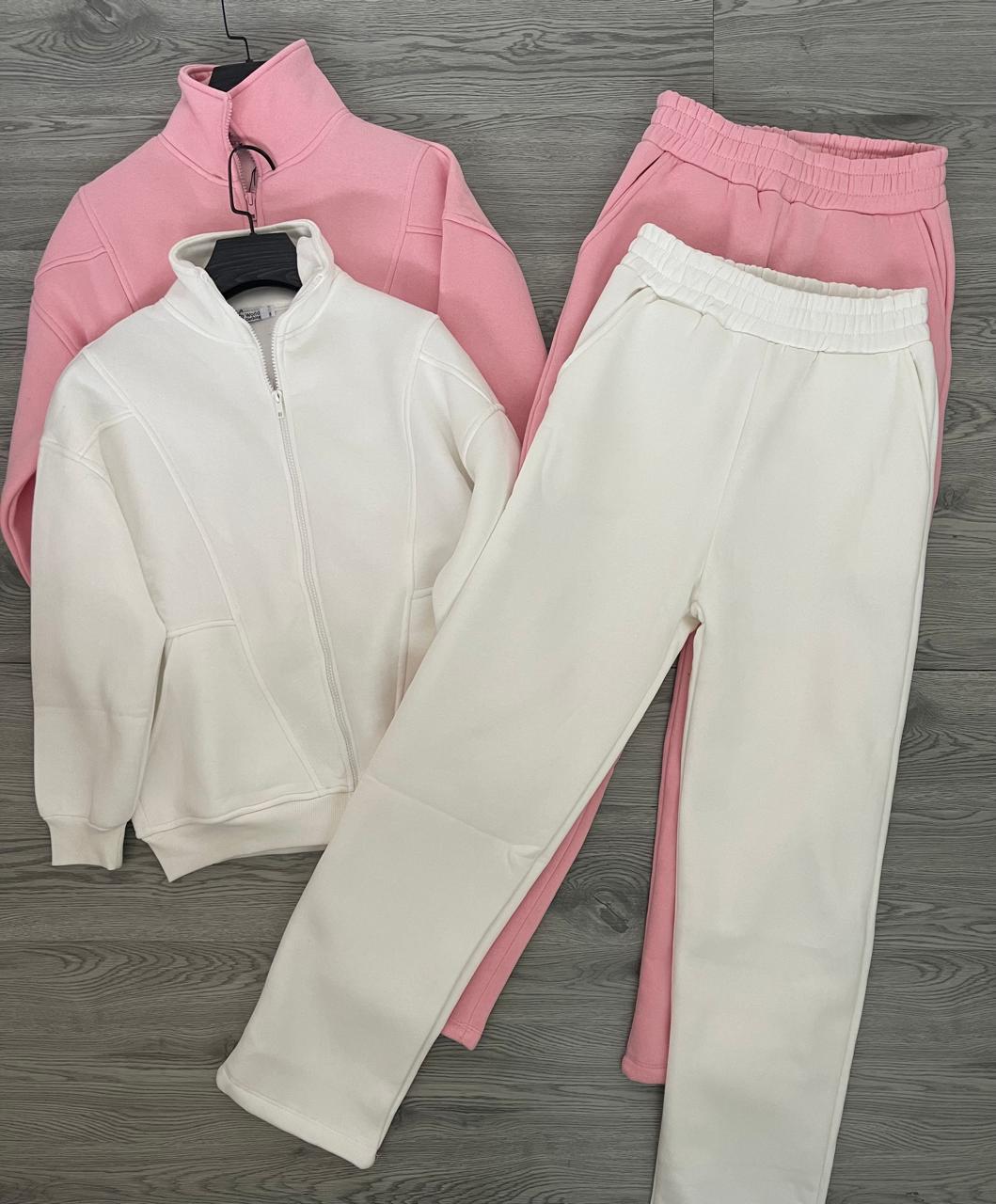 Cotton Fleeced Sets - Pink & White