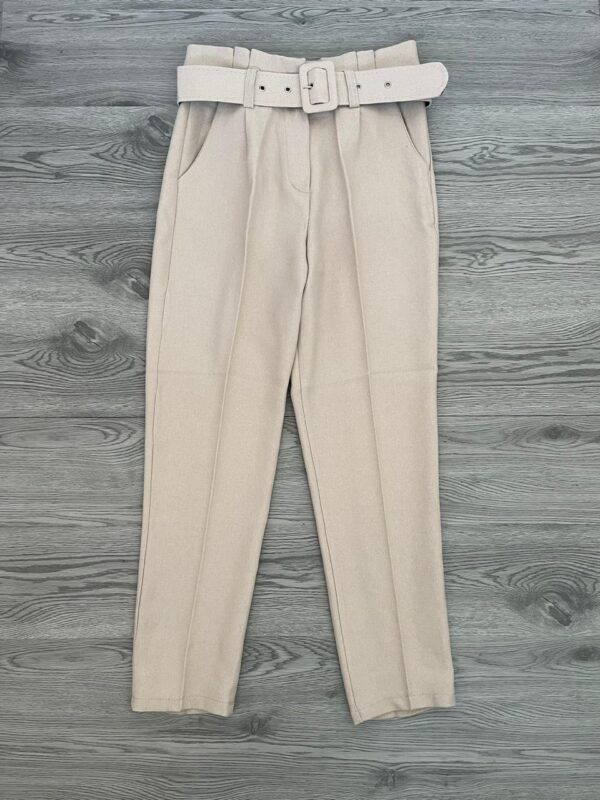 High Waist Winter Pant With Belt – Beige